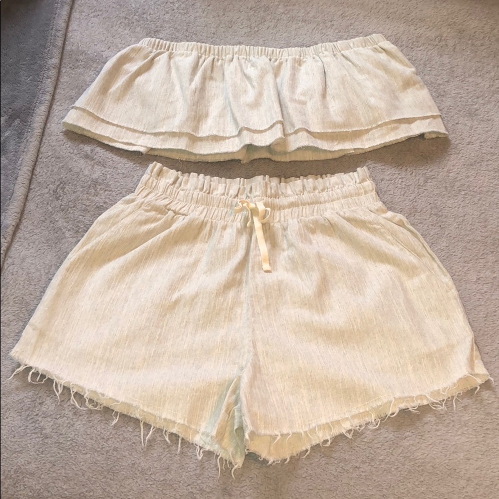 Linen Style Short + Ruffle Bandeau Matching Set - Picture 14 of 14